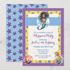 Farbenfrohe magische Meerjungfrau Geburtstagsparty Einladung