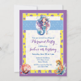 Farbenfrohe magische Meerjungfrau Geburtstagsparty Einladung