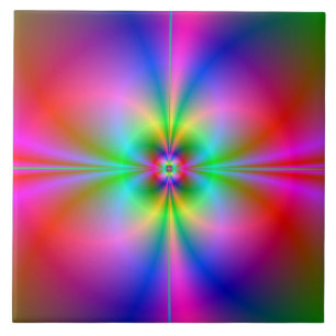 Farbenfrohe Magnetosphäre Rainbow Fraktal Art Fliese