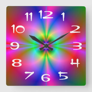 Farbenfrohe Magnetosphäre Rainbow Fraktal Art Quadratische Wanduhr