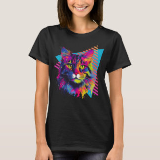 Farbenfrohe Maine Coon Cat 80er T-Shirt