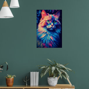 Farbenfrohe Maine Coon Cat Art Poster