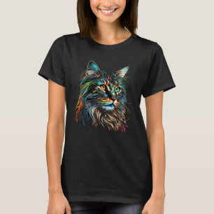 Farbenfrohe Maine Coon Cat Gesicht Schöne Katzen S T-Shirt