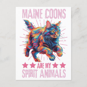 Farbenfrohe Maine Coon Cat Postkarte