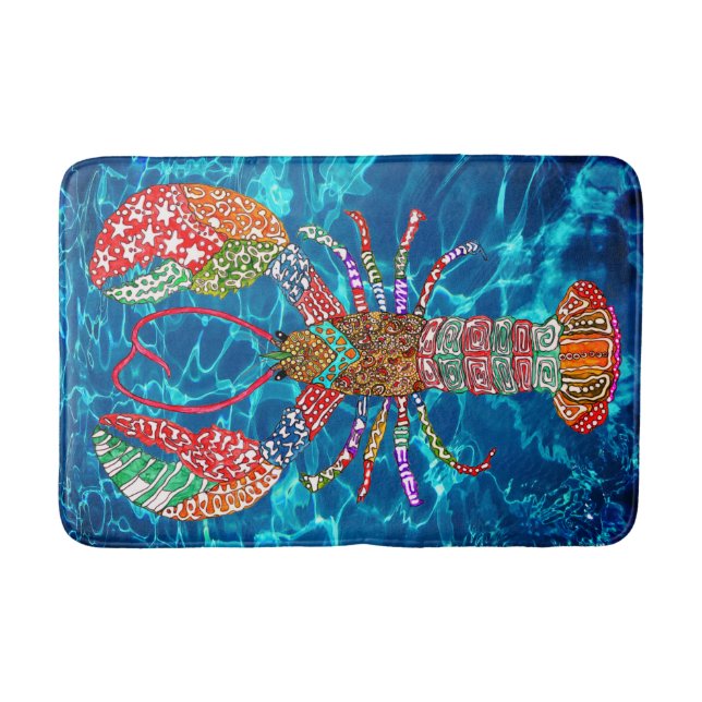 Farbenfrohe Maine Red Lobster Bath Mat Badematte (Vorderseite)