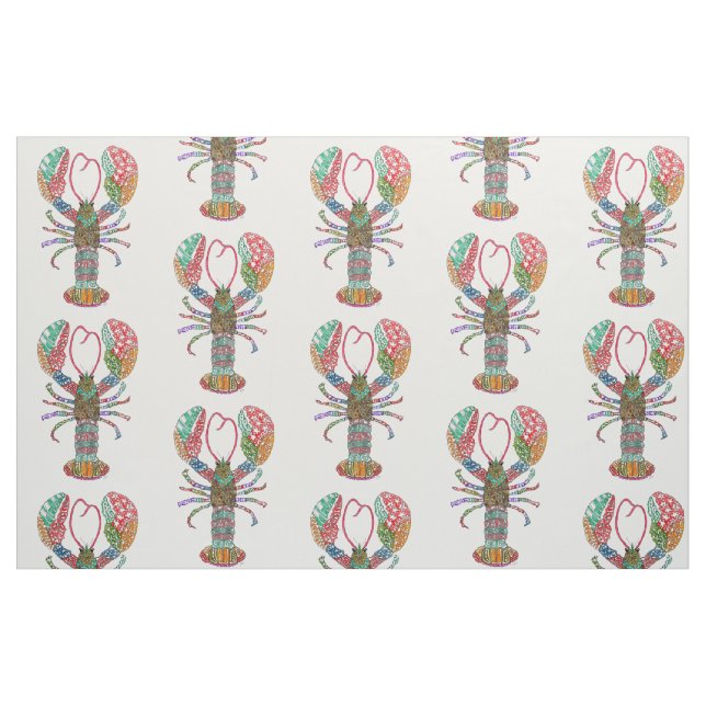 Farbenfrohe Maine Rote Hummerstoffe Stoff (Fat Quarter (45,7 x 55,9 cm))