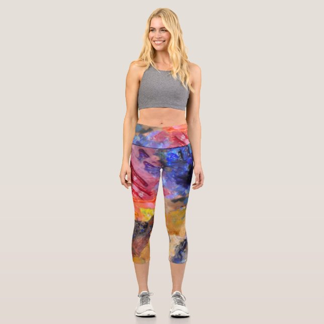 Farbenfrohe Malerei des Künstlers Capri Leggings (Vorderseite)
