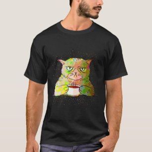 Farbenfrohe Malerei Spritzende Schlafkatze Kaffee T-Shirt