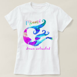 Farbenfrohe Malerei von Miami Meerjungfrau Traum e T-Shirt