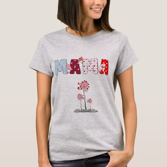 Farbenfrohe Mama Heart Shirt - Niedliches Mutterta (Vorderseite)