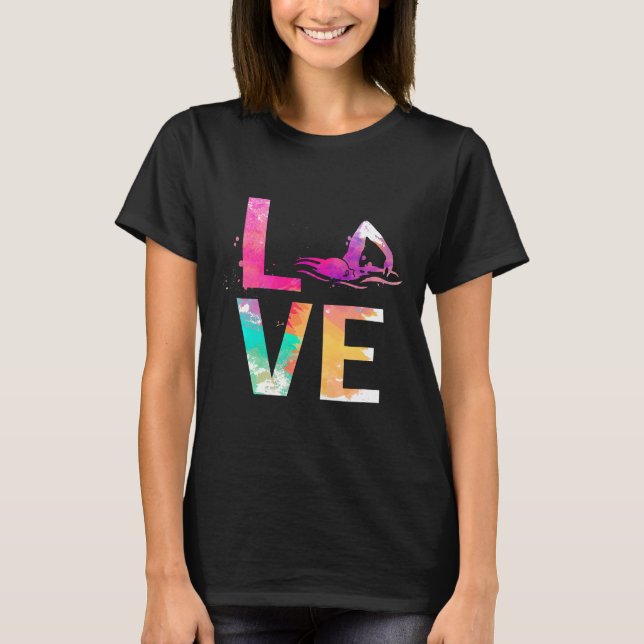 Farbenfrohe Mama Schwimmen T-Shirt (Vorderseite)