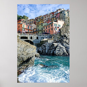 Farbenfrohe Manarola, Italien - das Cinque Terre P Poster