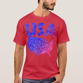 Farbenfrohe mandala Art Map of the United Staaten T-Shirt
