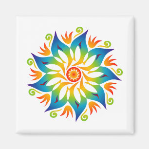 Farbenfrohe Mandala Blume Rainbow Energy Vibe Whee Magnet