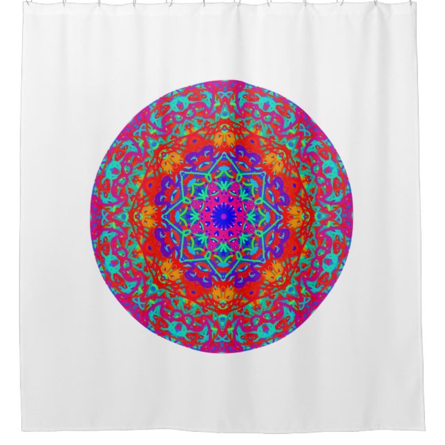 Farbenfrohe Mandala Boho Badezimmer Duschvorhang (Vorderseite)