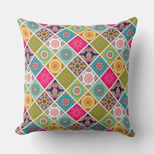 Farbenfrohe Mandala Dekoration Kissen (Vorderseite)