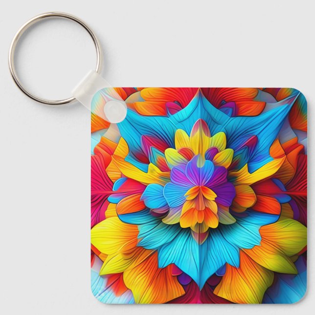 Farbenfrohe Mandala Design Schlüsselanhänger (Vorderseite)