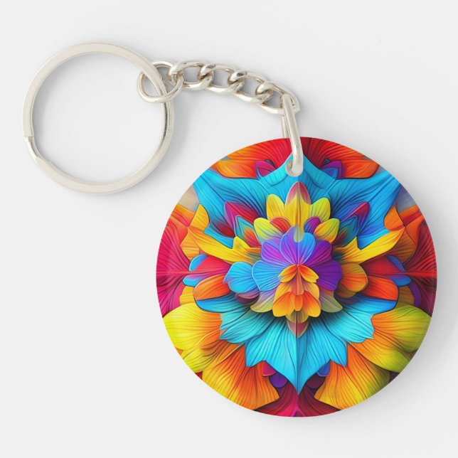 Farbenfrohe Mandala Design Schlüsselanhänger (Vorderseite)