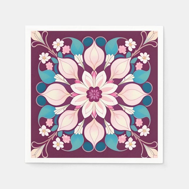 Farbenfrohe Mandala Design Serviette (Vorderseite)