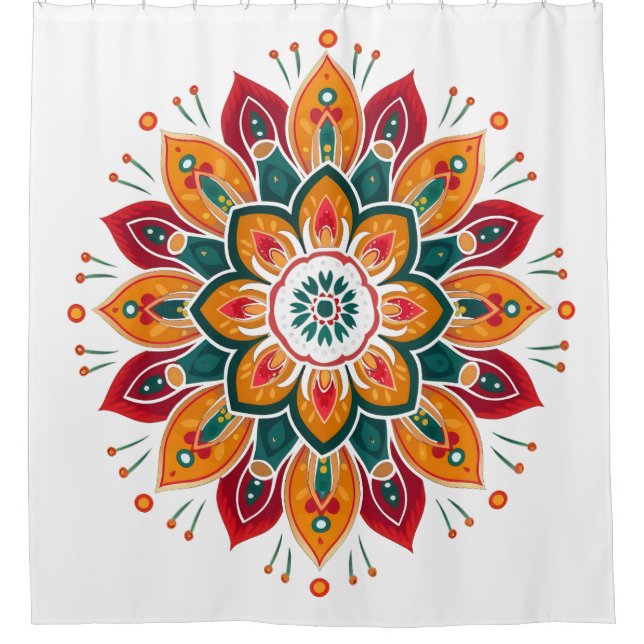 Farbenfrohe Mandala Duschvorhang (Vorderseite)