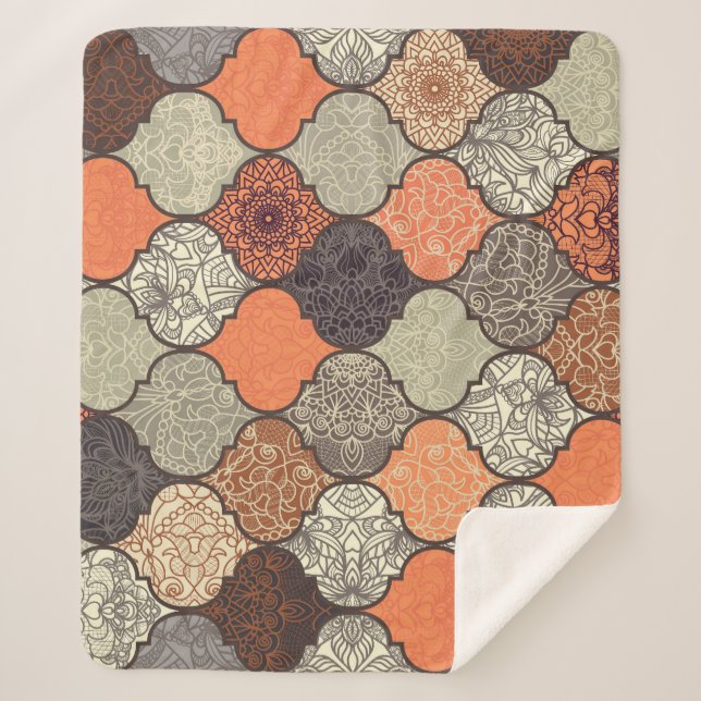 Farbenfrohe Mandala: Islamisches Patchwork Nahtlos Sherpadecke (Vorderseite)