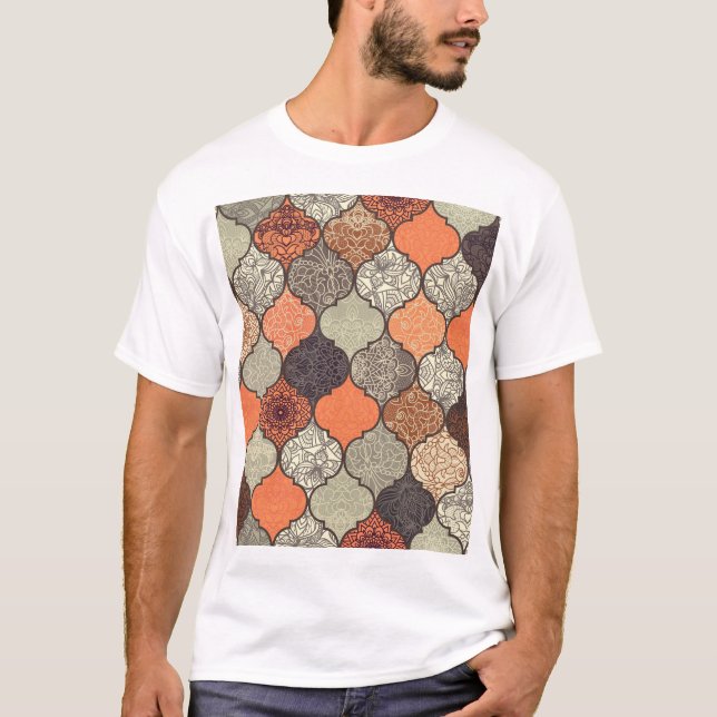 Farbenfrohe Mandala: Islamisches Patchwork Nahtlos T-Shirt (Vorderseite)
