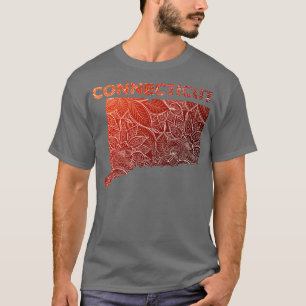 Farbenfrohe Mandala Kunstkarte von Connecticut mit T-Shirt