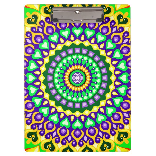 Farbenfrohe Mandala mit lebhaften Farben Klemmbrett (Vorderseite)