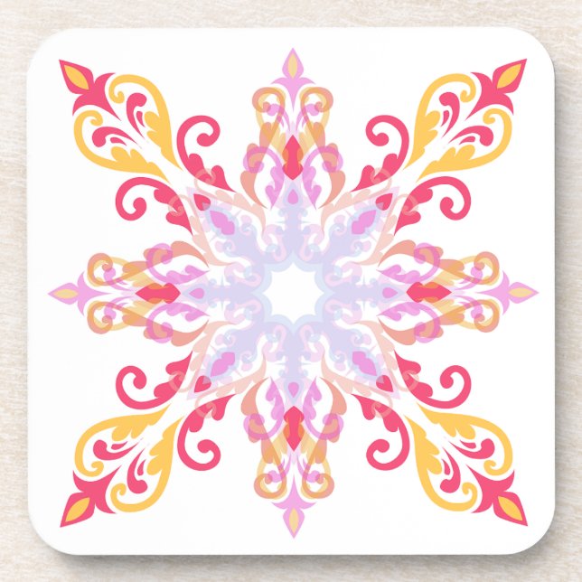 Farbenfrohe Mandala-Muster Getränkeuntersetzer (Vorderseite)