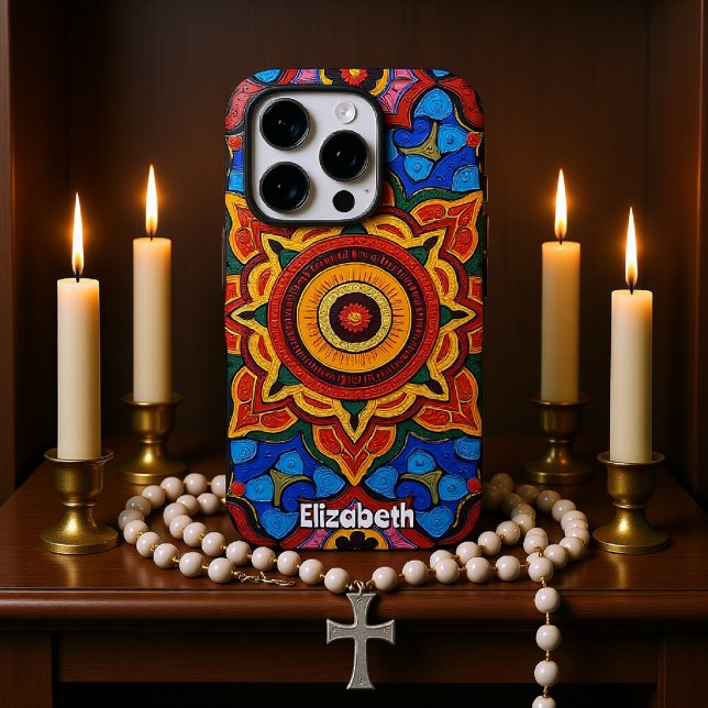 Farbenfrohe Mandala-Muster mit symmetrischer Flora Case-Mate iPhone Hülle (Von Creator hochgeladen)