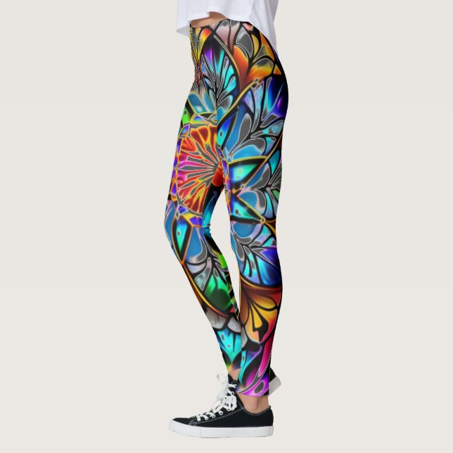 Farbenfrohe Mandala, Psychedelic Mandala, geometri Leggings (Links)