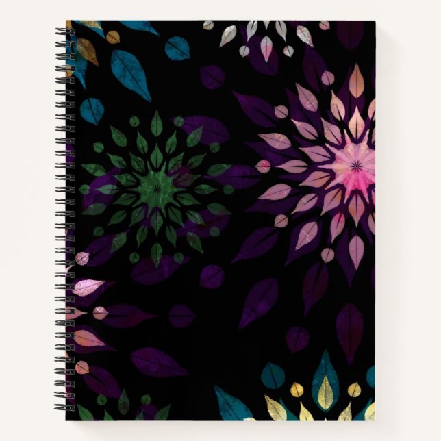Farbenfrohe Mandala Spritzer Pattern Notizbuch (Vorderseite)