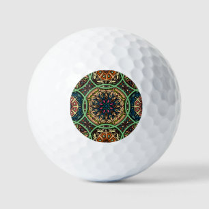 Farbenfrohe Mandala: Vintage Hand mit Blumen Golfball