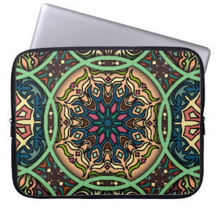 Farbenfrohe Mandala: Vintage Hand mit Blumen Laptopschutzhülle