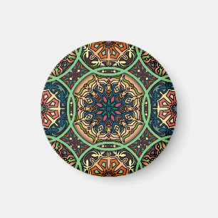 Farbenfrohe Mandala: Vintage Hand mit Blumen Magnet