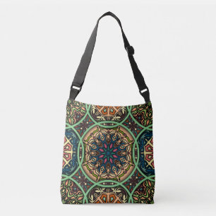 Farbenfrohe Mandala: Vintage Hand mit Blumen Tragetaschen Mit Langen Trägern