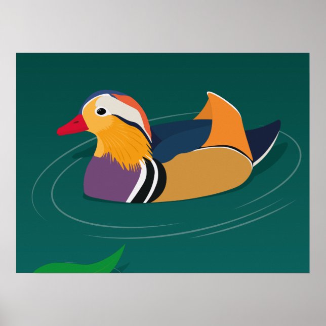 Farbenfrohe Mandarin Duck Moderne digitale Kunst Poster (Vorne)