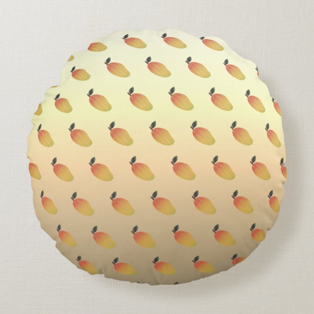 Farbenfrohe Mango Muster Rundes Kissen (Vorderseite)