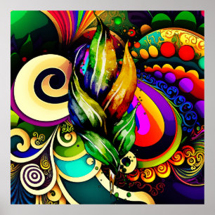 Farbenfrohe Mardi Gras-Abstrakte Kunst Nola-Feier Poster