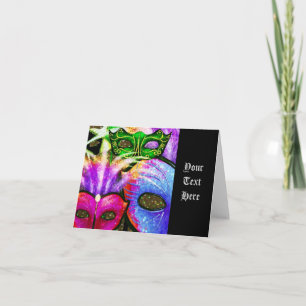 Farbenfrohe Mardi Gras Masken Karte