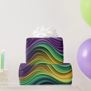 Farbenfrohe Mardi-Gras-Wellenmuster Geschenkpapier