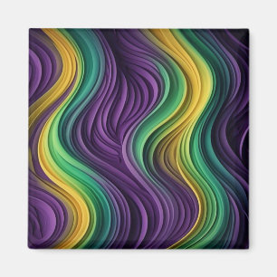 Farbenfrohe Mardi-Gras-Wellenmuster Magnet