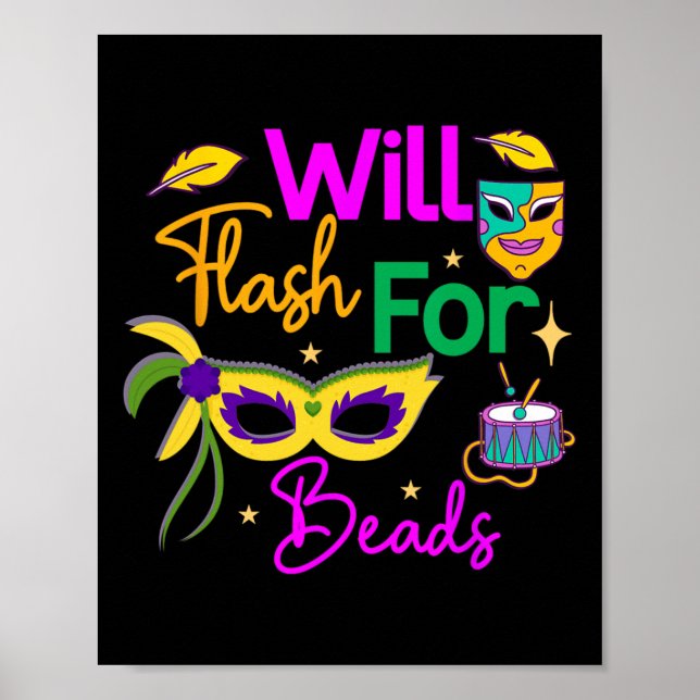 Farbenfrohe Mardi Gras wird für Perlen blinken Poster (Vorne)