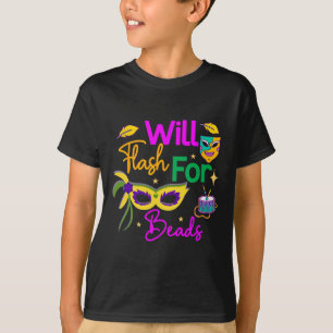 Farbenfrohe Mardi Gras wird für Perlen blinken T-Shirt