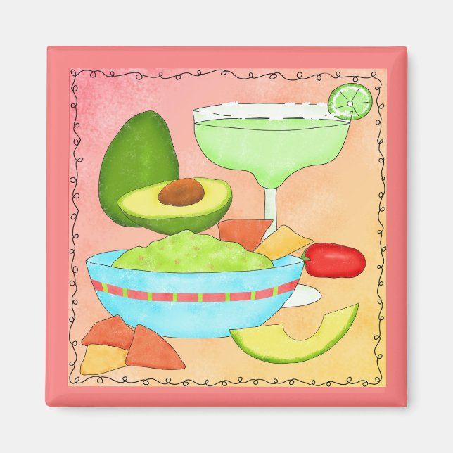 Farbenfrohe Margarita Guacamole Fun Celebrate Magnet (Vorne)