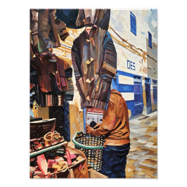 Farbenfrohe Marktszene mit Abstrakter Kunst Fotodruck