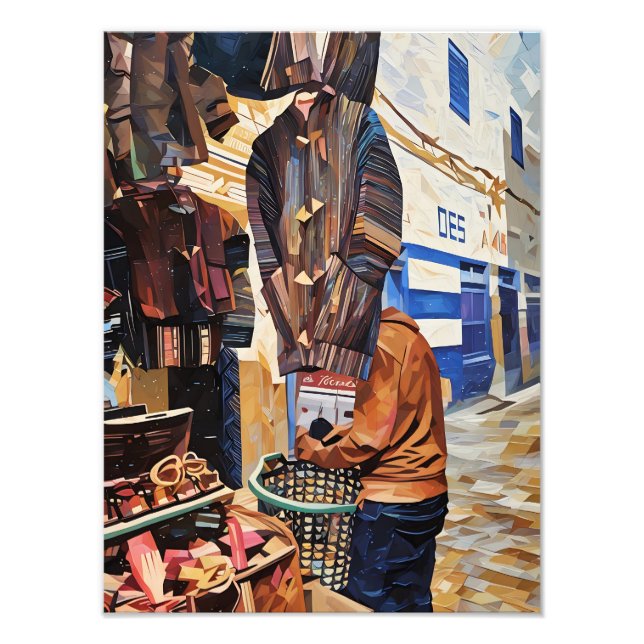 Farbenfrohe Marktszene mit Abstrakter Kunst Fotodruck (Vorne)