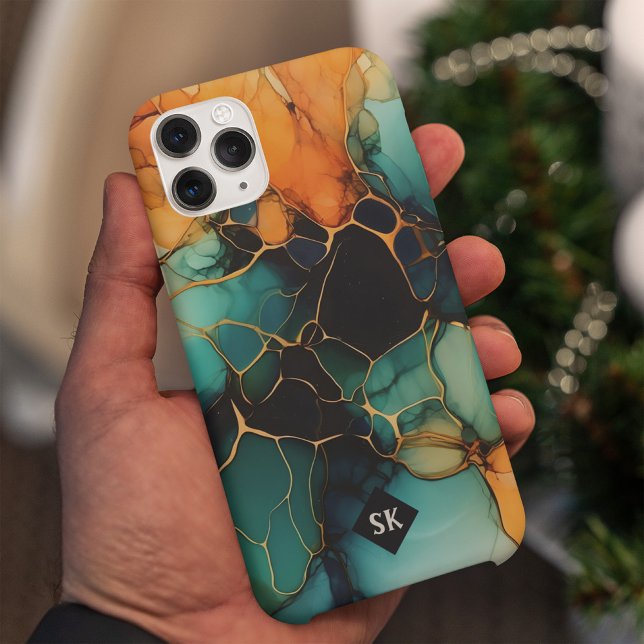 Farbenfrohe Marmor Abstraktes Glas Art Monogramm Case-Mate iPhone Hülle (Von Creator hochgeladen)