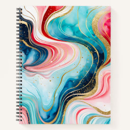 Farbenfrohe Marmor Ink Art Spirituosen Notebook Notizbuch