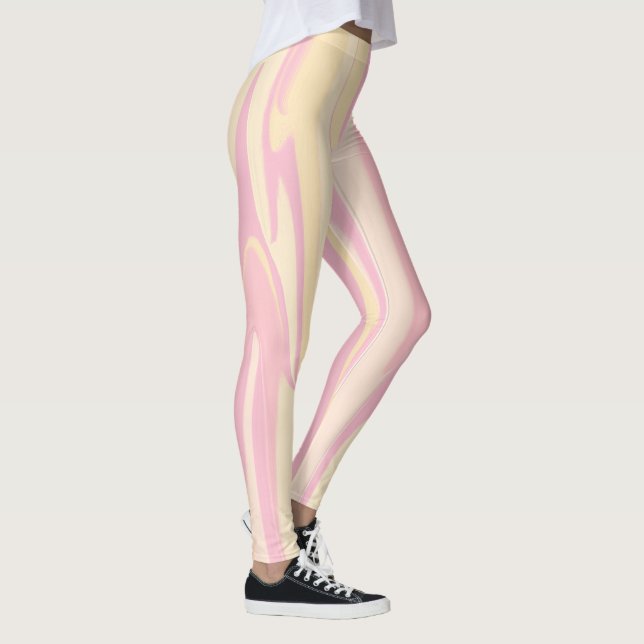 Farbenfrohe Marmorwellenmuster | Abstrakt rosa Leggings (Rechts)